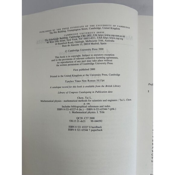 Mathematical Methods For Physicists By Tai L. Chow Paperback Cambridge - Picture 7 of 8